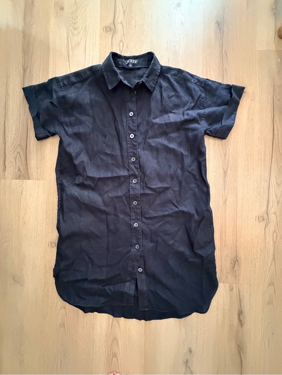 J. Crew Dresses & Skirts - J. Crew Black Short-Sleeve Button Front Linen Shirt Dress
